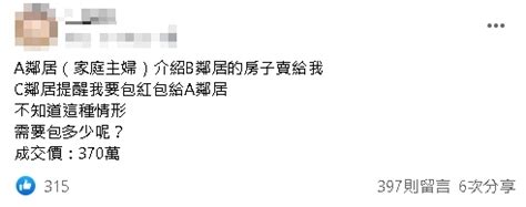 仲介紅包行情|鄰居介紹買房省仲介費！他苦惱「紅包要多少？」 過。